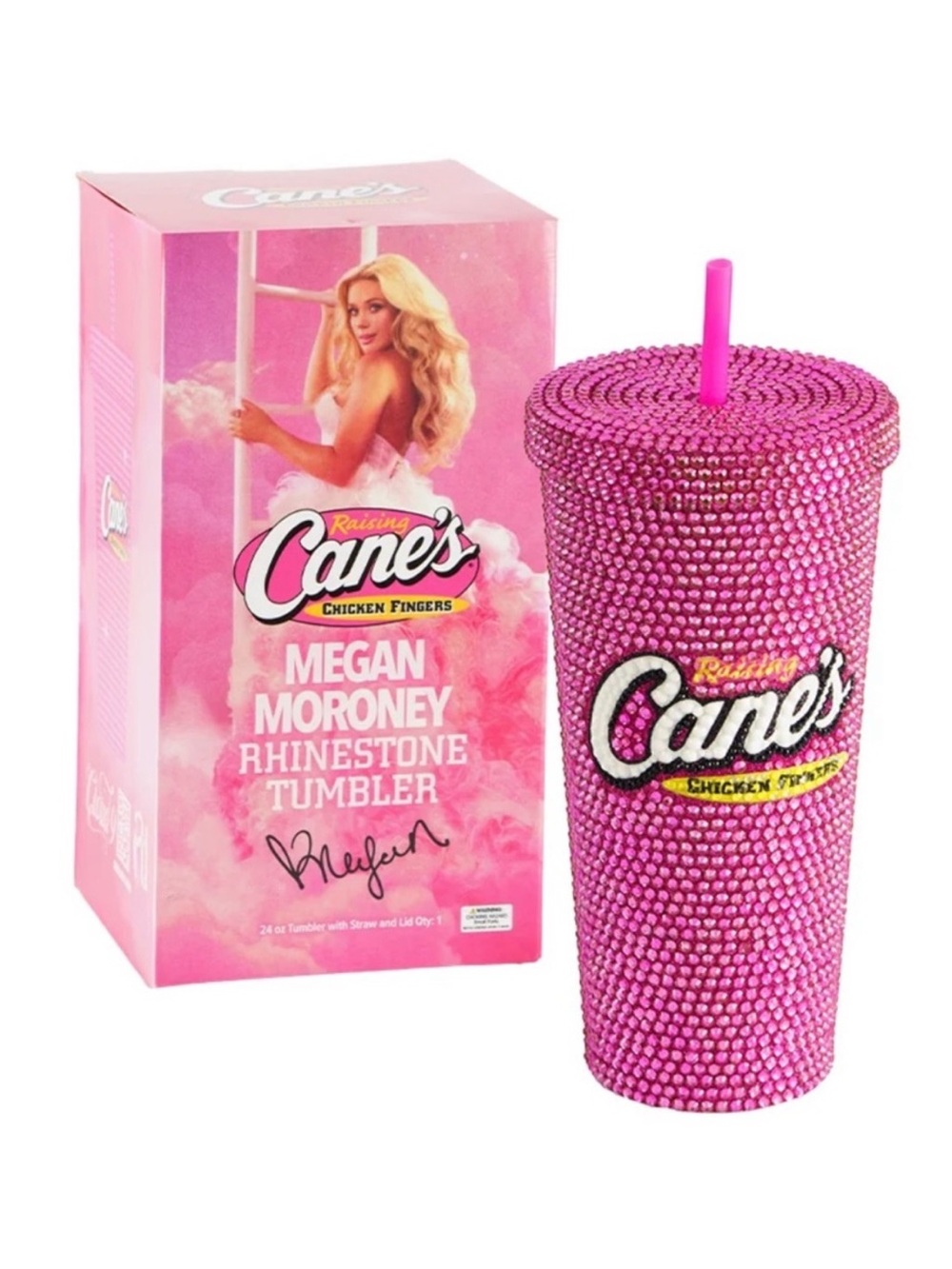 Raising Cane’s Megan Moroney Pink Rhinestone Tumbler Limited Edition Unopened
